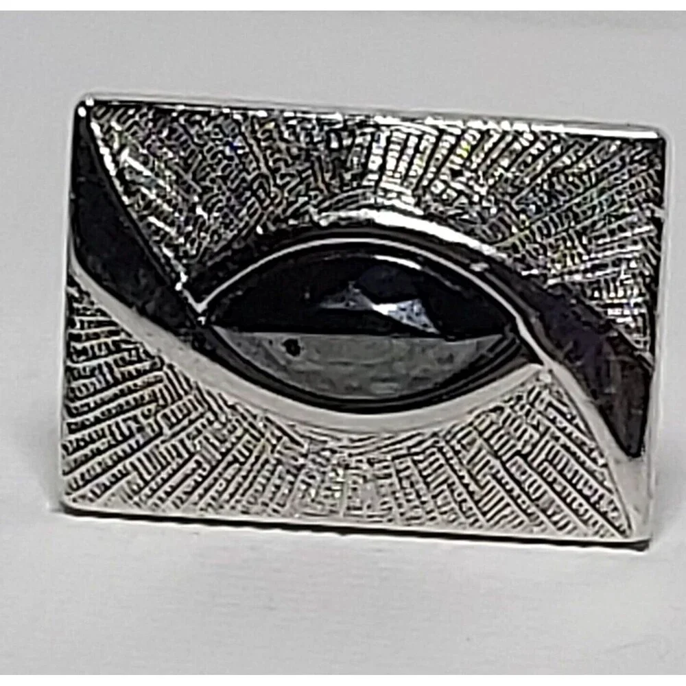 Men's Vintage Faceted Hematite Eye Swirl Cufflinks 3/4